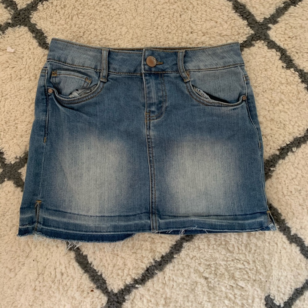 dollhouse blue jean mini skirt